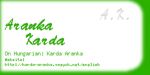 aranka karda business card